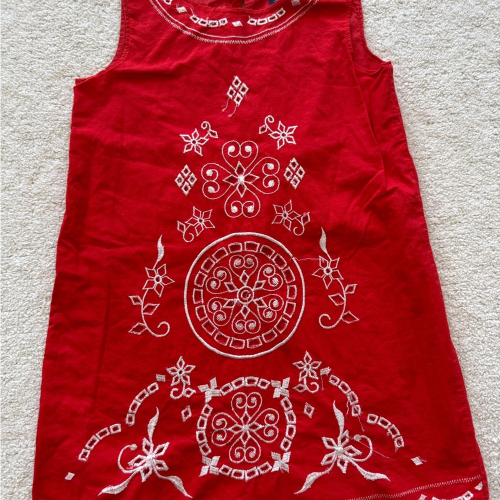 babyGap Girls red/orange Embroidered Sleeveless Shift Dress Size 5